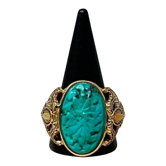 Vintage Barse Sterling Silver Yellow Gold Overlay Band Ring Oval Bezel Set - Picture 1 of 7